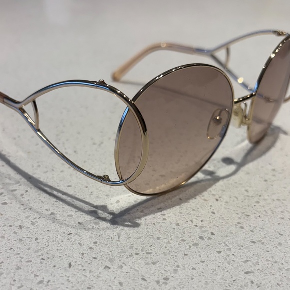 Authentic Chloe Jackson Oversized Gold Round Women Designer Sunglasses CE124S - Picture 3 of 6